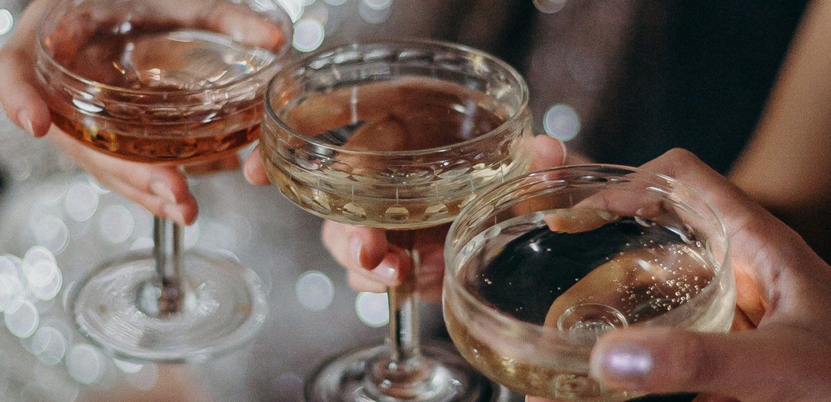 closeup of guests toasting