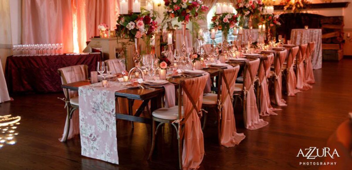 Dining table at wedding reception.