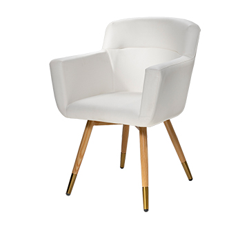 white meeting chair with oak-like legs