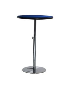 30" Round Bar Table w/ Chrome Hydraulic Base, Blue Top