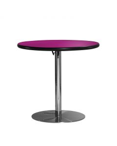 30" Round Café Table w/ Chrome Hydraulic Base, Fuchsia Top