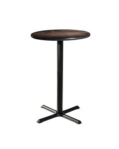 30" Round Bar Table w/ Standard Black Base, Barnwood Top