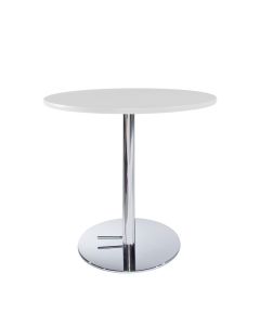 30" Round Cafe Table w/ Chrome Hydraulic Base, White Top