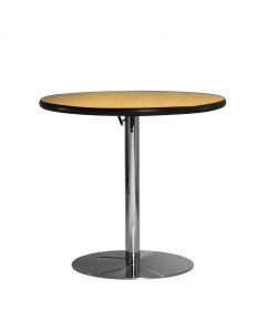 30" Round Café Table w/ Chrome Hydraulic Base, Brushed Yellow Top