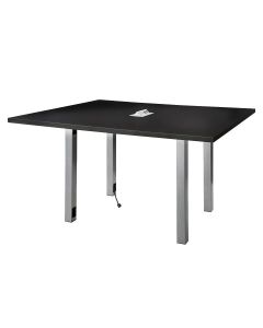 5ft square conference table with silver legs.