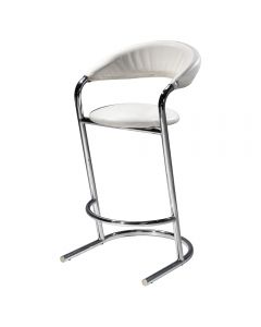 white vinyl barstool with chrome frame