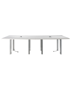 10ft rectangular communal conference table with silver legs.