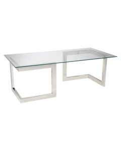 Geo Cocktail Table w/ Chrome Base, Glass Top