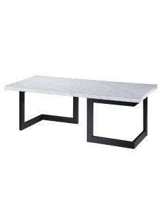 Geo Cocktail Table w/ Black Base, White Marble Top