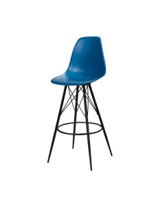 bright blue barstool with black tower base