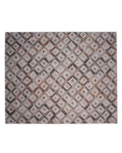 gray and brown rug with tile inspired pattern
