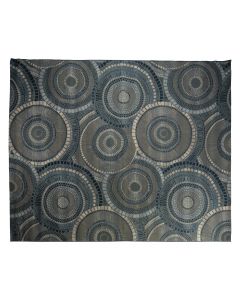 Large blue and gray circle-patterned area rug for seating areas