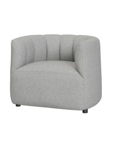 gray accent chair in stone textured fabric and channel stitched detailing