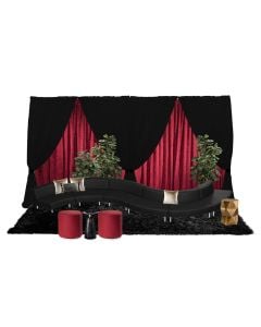 Red, black and gold holiday-inspired furniture