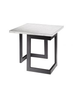 Geo End Table w/ Black Base, White Marble Top