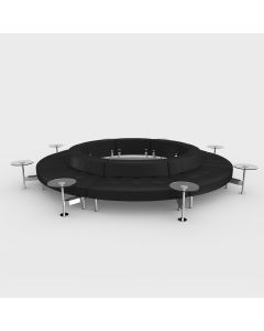 Endless Powered Low Back Closed Circle w/ 8 Round Glass Tables, Black Vinyl