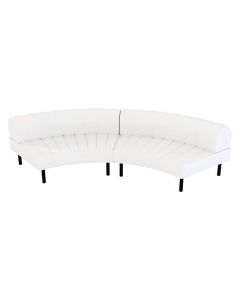 white modular loveseat with low rounded back 