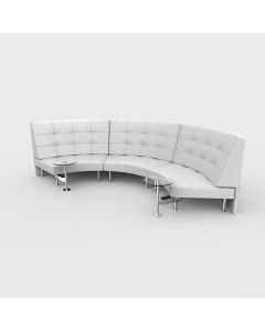 Endless Powered Large Curve High Back Sofa w/ 2 Round Glass Tables, White Vinyl