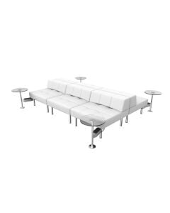 Endless Powered Double Square Low Back Sofa w/ 4 Glass Round Tables