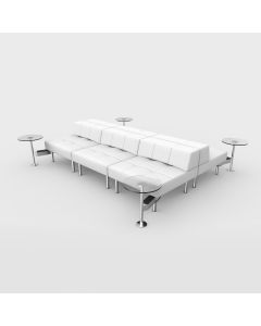 Endless Powered Double Square Low Back Sofa w/ 4 Glass Round Tables