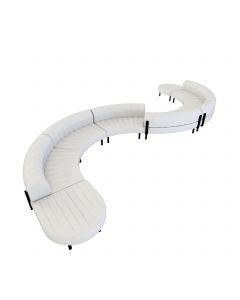 Endless Low Back S Curve Sectional, White Vinyl Channel Stitch