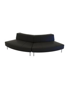 Endless Small Curve Low Back Loveseat, Black Vinyl