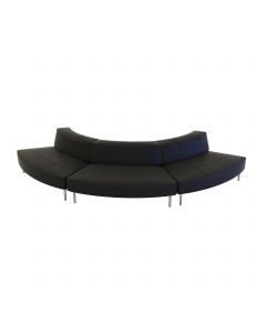 Endless Small Curve Low Back Sofa, Black Vinyl