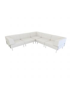 Endless Low Back Sectional w/ Arms, White Vinyl