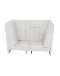 Endless High Back Loveseat w/ Arms, White Vinyl