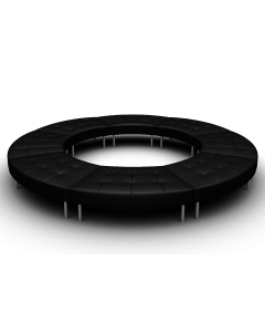 Endless Closed Circle Ottoman, Black Vinyl