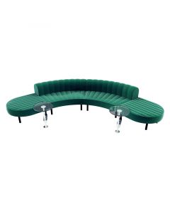 Endless Powered Low Back Comma Sectional w/ 2 Glass Round Tables