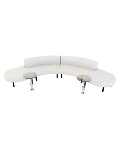 Endless Powered Low Back Comma Sectional w/ 2 Glass Round Tables