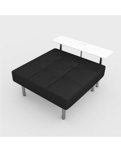 Endless Powered Rectangle Table w/ Square Ottoman, Black Vinyl