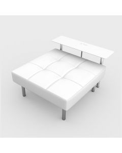 Endless Powered Rectangle Table w/ Square Ottoman, White Vinyl