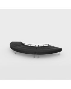 Endless Powered 3-Seat Curved Ottoman w/ Small Curved Tables, Black Vinyl