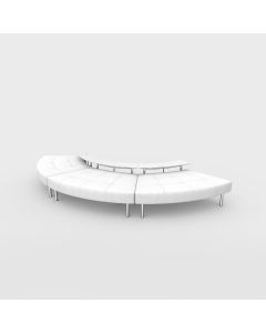 Endless Powered 3-Seat Curved Ottoman w/ Small Curved Tables, White Vinyl