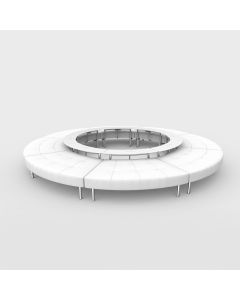 Endless Powered Closed Circle Ottoman w/ Small Curved Tables, White Vinyl