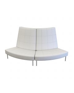 Endless Dining Small Curve High Back Loveseat, White Vinyl
