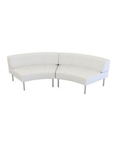 Endless Dining Large Curve Low Back Loveseat, White Vinyl