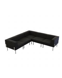 Endless Dining Low Back Sectional w/ Arms, Black Vinyl