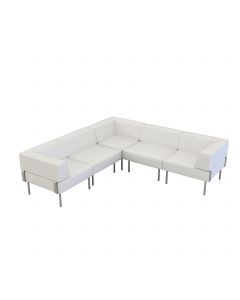Endless Dining Low Back Sectional w/ Arms, White Vinyl