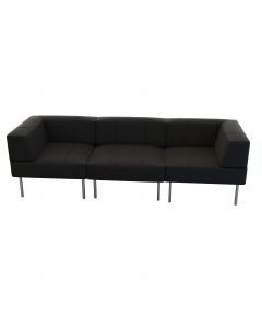 Endless Dining Low Back Sofa w/ Arms, Black Vinyl