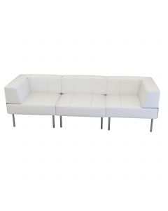 Endless Dining Low Back Sofa w/ Arms, White Vinyl