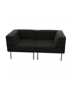 Endless Dining Low Back Loveseat w/ Arms, Black Vinyl