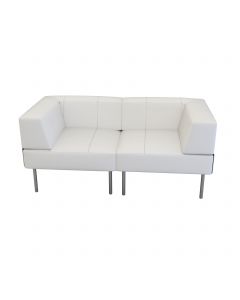 Endless Dining Low Back Loveseat w/ Arms, White Vinyl