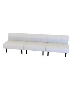 white modular sofa with rounded low back