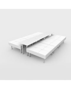 Endless Powered 6-Seat Square Ottoman/Table, White Vinyl