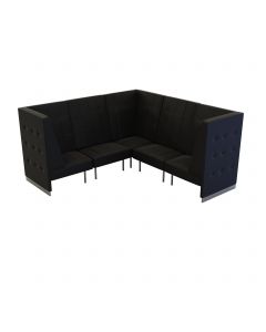 Endless Dining High Back Sectional w/ Arms, Black Vinyl