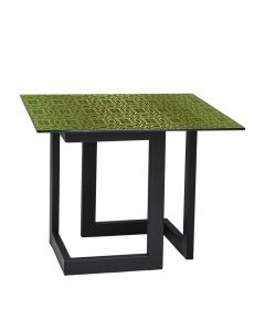 green custom design on glass end table