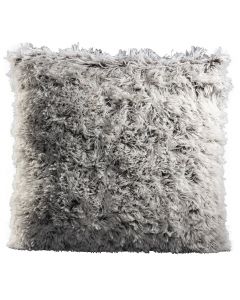 Trendy two-toned gray plush shag throw pillow.
